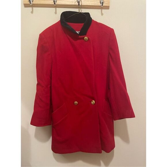 Vintage coats by Cattiva Anglo fabrics pure wool red luxe overcoat size medium - Picture 1 of 16